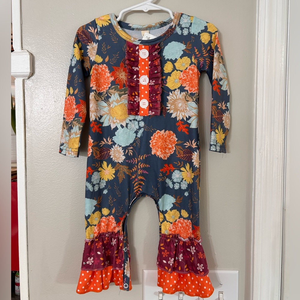 Boutique Ruffle Bell Bottom Jumpsuit Size 12-18 month